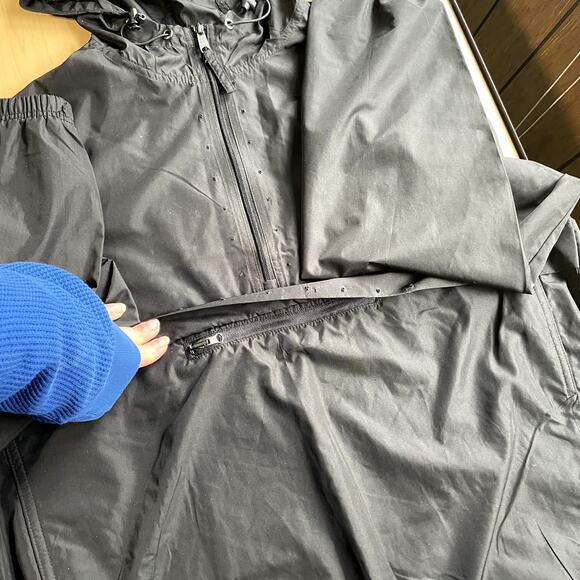 Swiss Tech M 38-40 unisex Pullover black windbreaker hood draw hem pockets - Picture 4 of 9